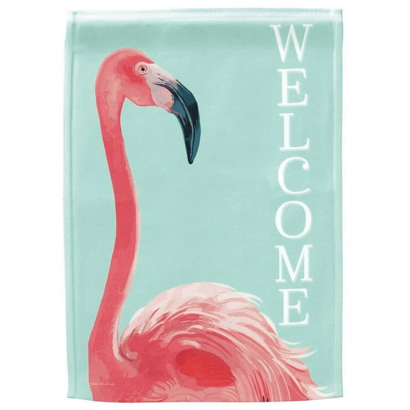 Magnolia Gardens M080159 13 x 18 in. Welcome Flamingo Print Garden Flag