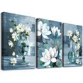 thumbnail image 1 of Magnolia Home Decor Farmhouse Bedroom Decor Handmade Paintings Cuadros De Pared De Sala Vase Canvas Wall Art Decor Floral Wall Flowers Pictures Blue Wall Art Canvas Prints Artwork 12in*16in*3, 1 of 5
