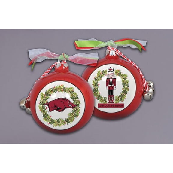 Magnolia Lane Arkansas Nutcracker Ornament with Ribbon, 3.5-inch Diameter, Bells and Gift Box, Home, Home Dcor