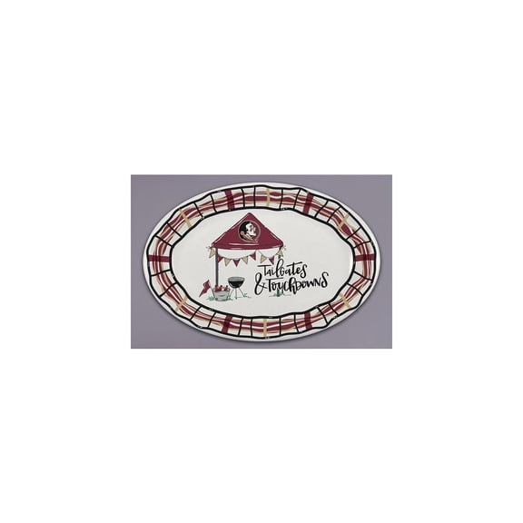 Magnolia Lane BBQ Melamine Oval Platter, 18-inch Length, Serverware, Kitchen Accessories