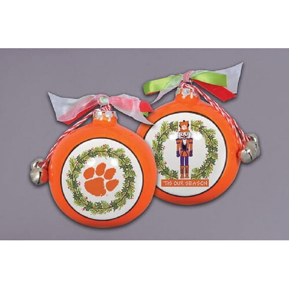 Magnolia Lane Clemson Nutcracker Ornament with Ribbon, 3.5-inch Diameter, Bells and Gift Box, Home, Home Dcor