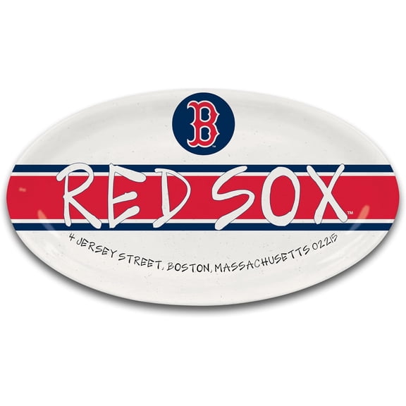 Magnolia Lane Red SOX Oval Platter, 12.25-Inch, Melamine, Multicolor