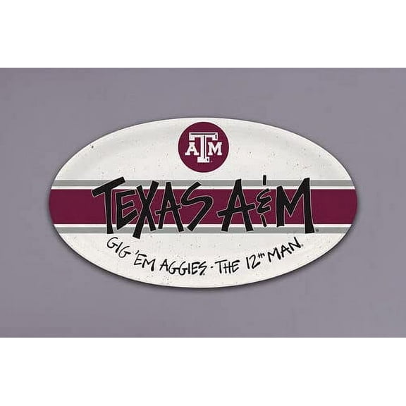 Magnolia Lane Texas A&M University Aggies Oval Plate, 12.25-inch Length, Melamine, Kitchen Accessories