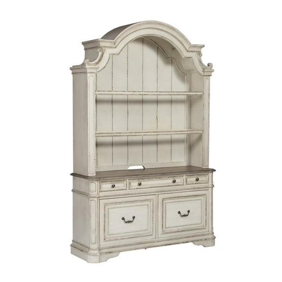 Magnolia Manor White 3 Piece Desk & Hutch Set