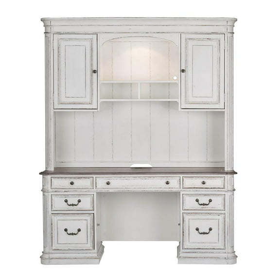 Magnolia Manor White Complete 5 Piece Desk