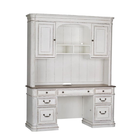 Liberty Furniture INDUSTRIES Magnolia Manor Credenza & Hutch, W66 x D22 x H83, White
