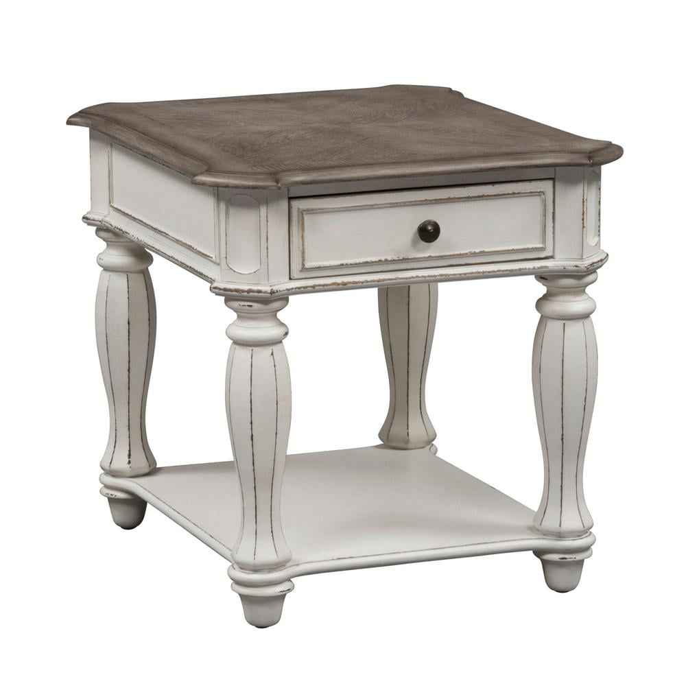 Elegant Magnolia White Oak Rectangular End Table with Storage