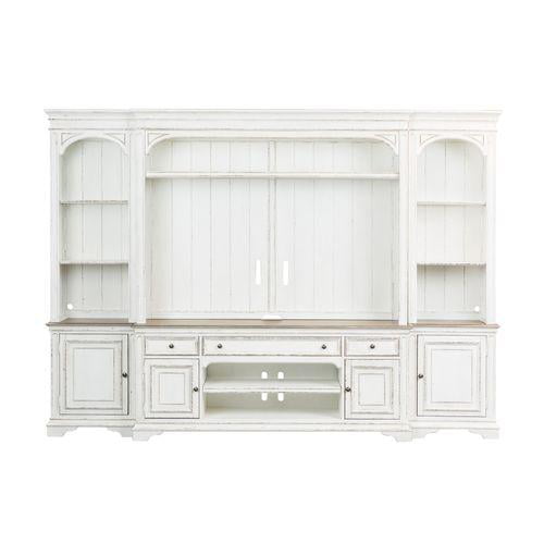 Magnolia Manor White Entertainment Center with Piers
