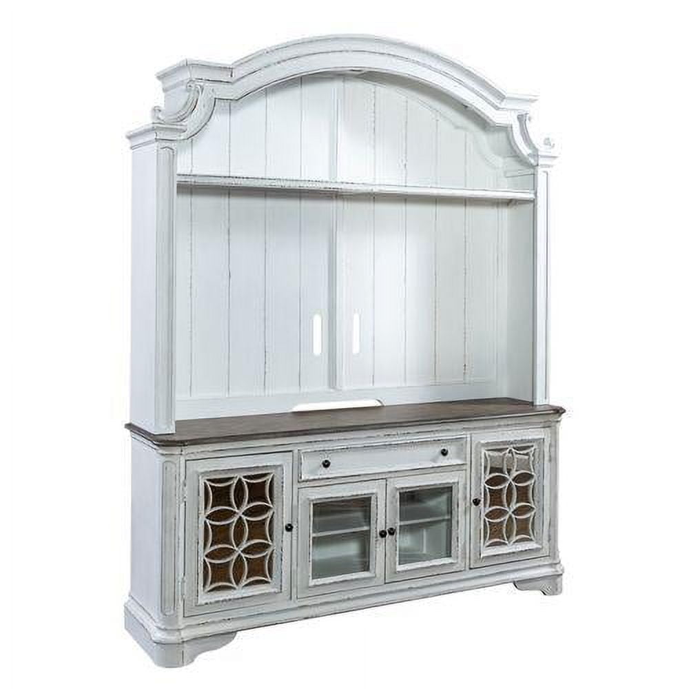 Magnolia Manor White Traditional Entertainment Center with Glass Doors