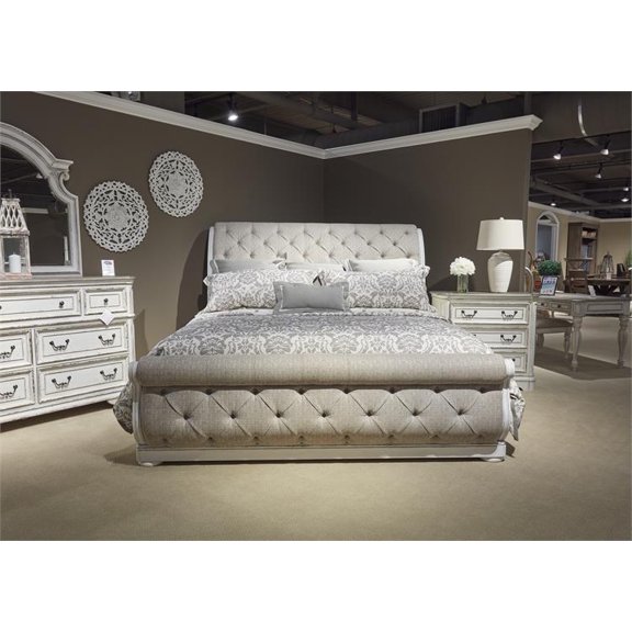 Magnolia Manor White Queen Uph Sleigh Bed