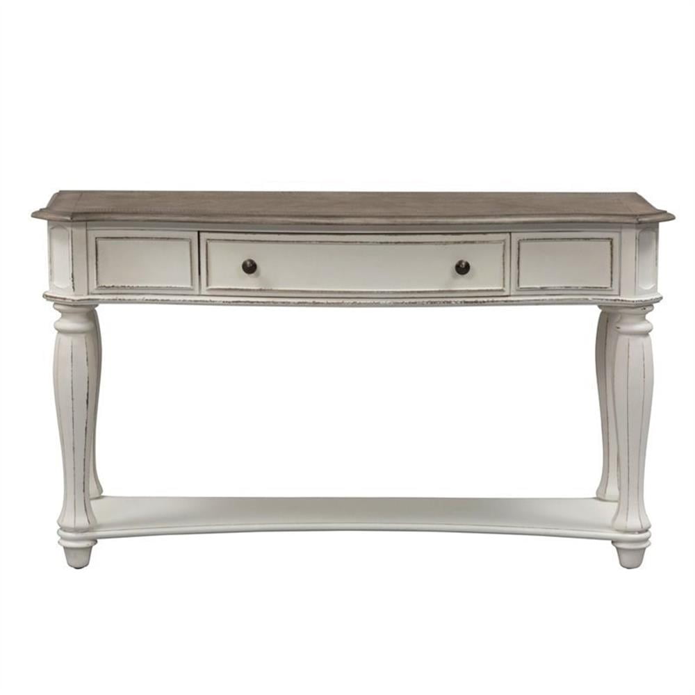 Antique White Rectangular Wood Sofa Table with Storage