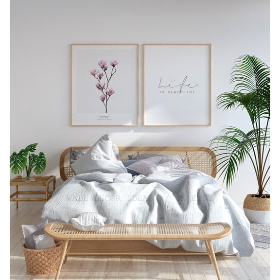 Magnolia Minimalist Floral Fashion Life Quotes Botanical Art Set 2