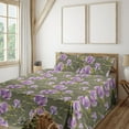 thumbnail image 1 of Ambesonne Magnolia Pattern Fitted & Flat Sheet with Sham 3 Pcs Set, Simple Floral Leaf, Twin, Olive Green Lavender, 1 of 5