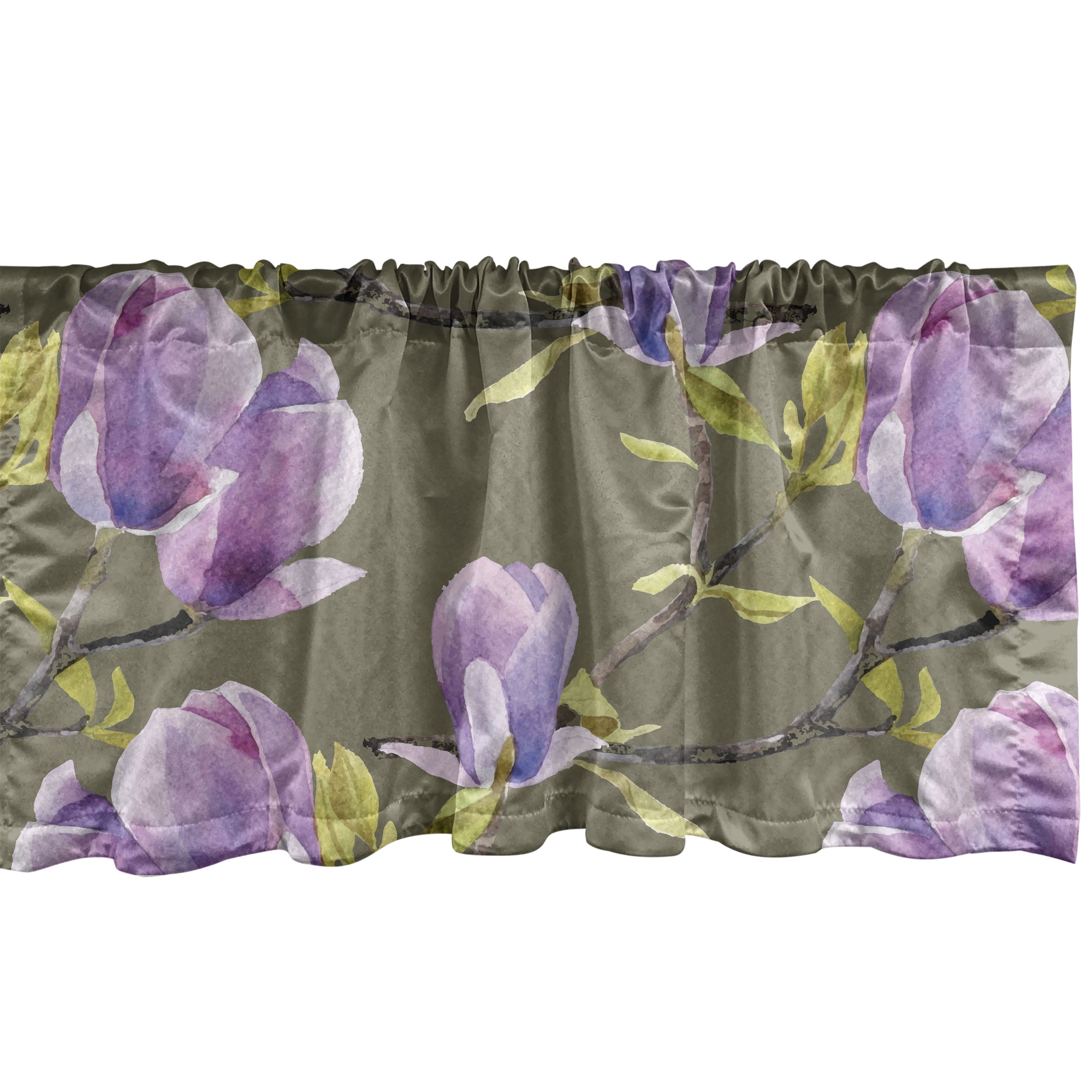 Magnolia Pattern Window Valance, Simple Design Watercolor Style Floral ...