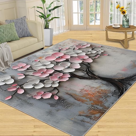 Magnolia Rugs for Boys Room, Abstract Tree Area Rugs for Bedroom, Old Wall Rug & Home Decor, Low Pile Non Slip Carpet for Computer Game Room Dormitory 2 x 3ft