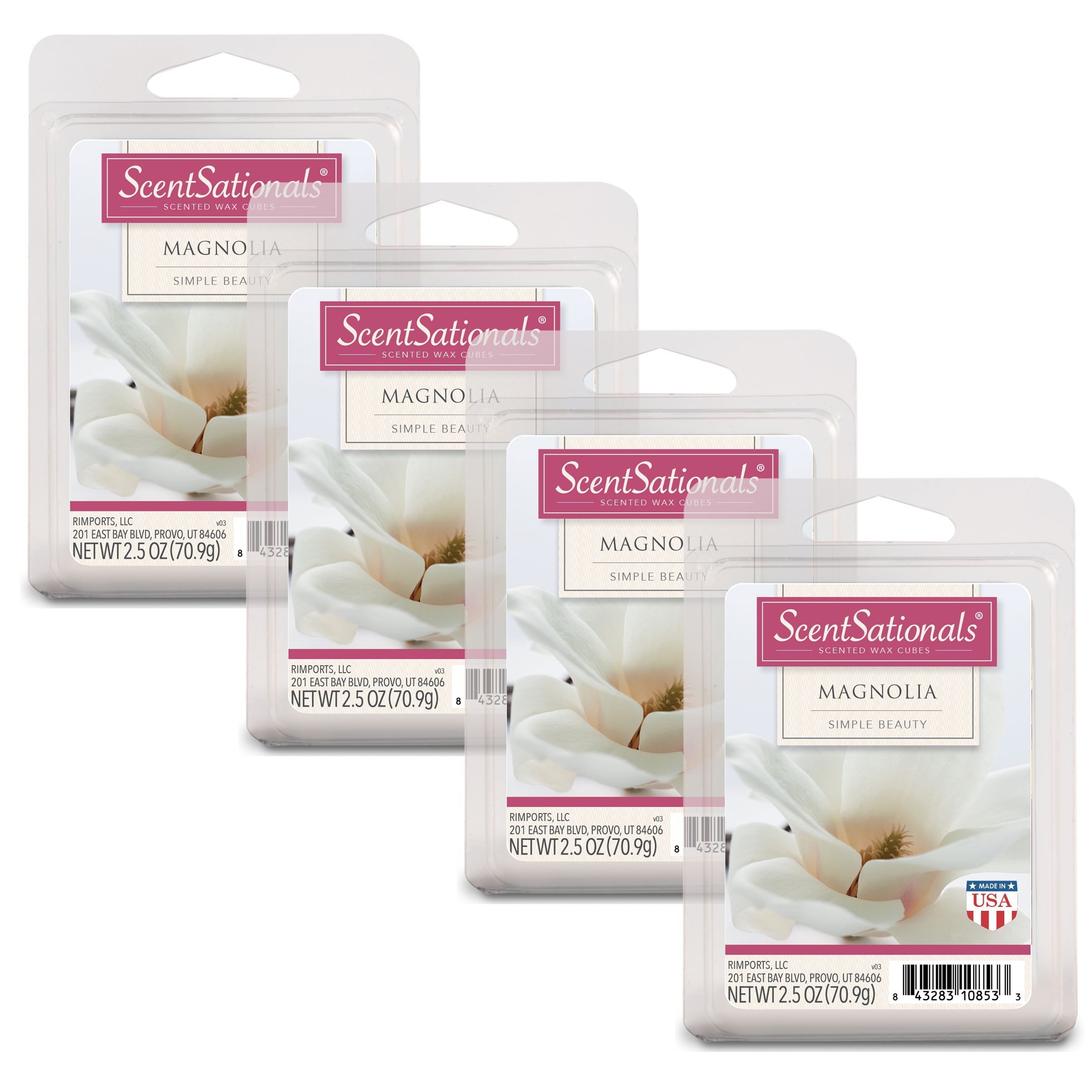 Magnolia Scented Wax Melts, ScentSationals, 2.5 oz (4Pack)