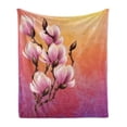 thumbnail image 1 of Magnolia Soft Flannel Fleece Blanket, 3D Inspired Realistic Design of Vintage Bouquet Pink Blossom Spring Revival Theme, Cozy Plush for Indoor and Outdoor Use, 70" x 90", Multicolor, by Ambesonne, 1 of 6