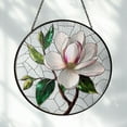 thumbnail image 1 of Magnolia Stained Glass Suncatcher: Floral Window Hanging, 1 of 7