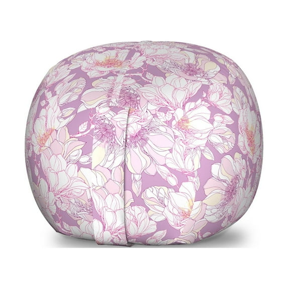 Magnolia Storage Toy Bag Chair, Flourishing Nature Themed Flower Blooms with Pastel Colored Petals, Stuffed Animal Organizer Washable Bag, Large Size, Pale Pink Mauve, by Ambesonne