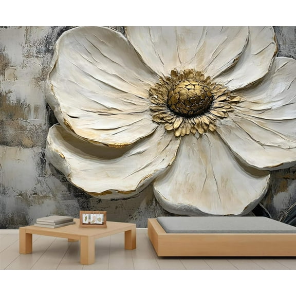 Magnolia Wall Mural - White Magnolia Murals, Oil Painting Art Large Wall Murals For Living Room, Floral Mural 98.4"W x 68.9"H (Not Peel and Stick)