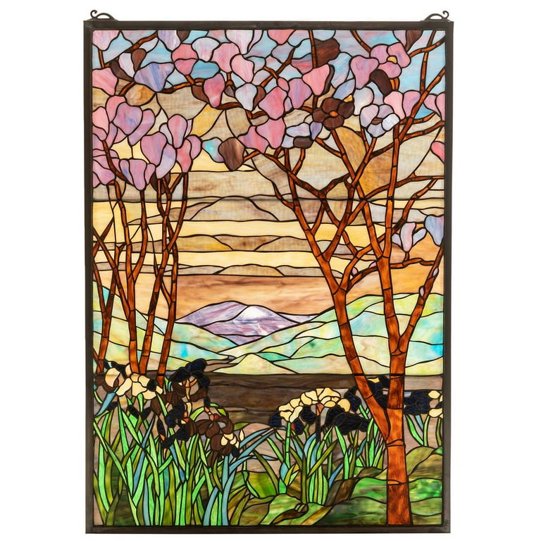 Magnolia and Iris Stained Glass Window - Walmart.com