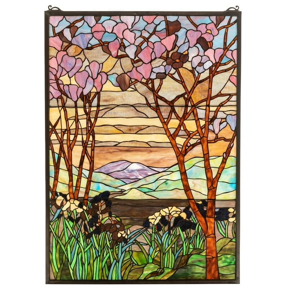 Magnolia and Iris Stained Glass Window