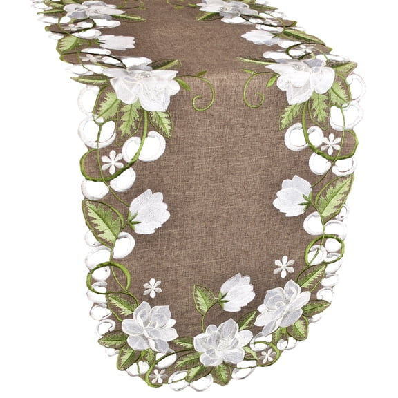 Magnolia on Brown Table Runner (14"x51.5")