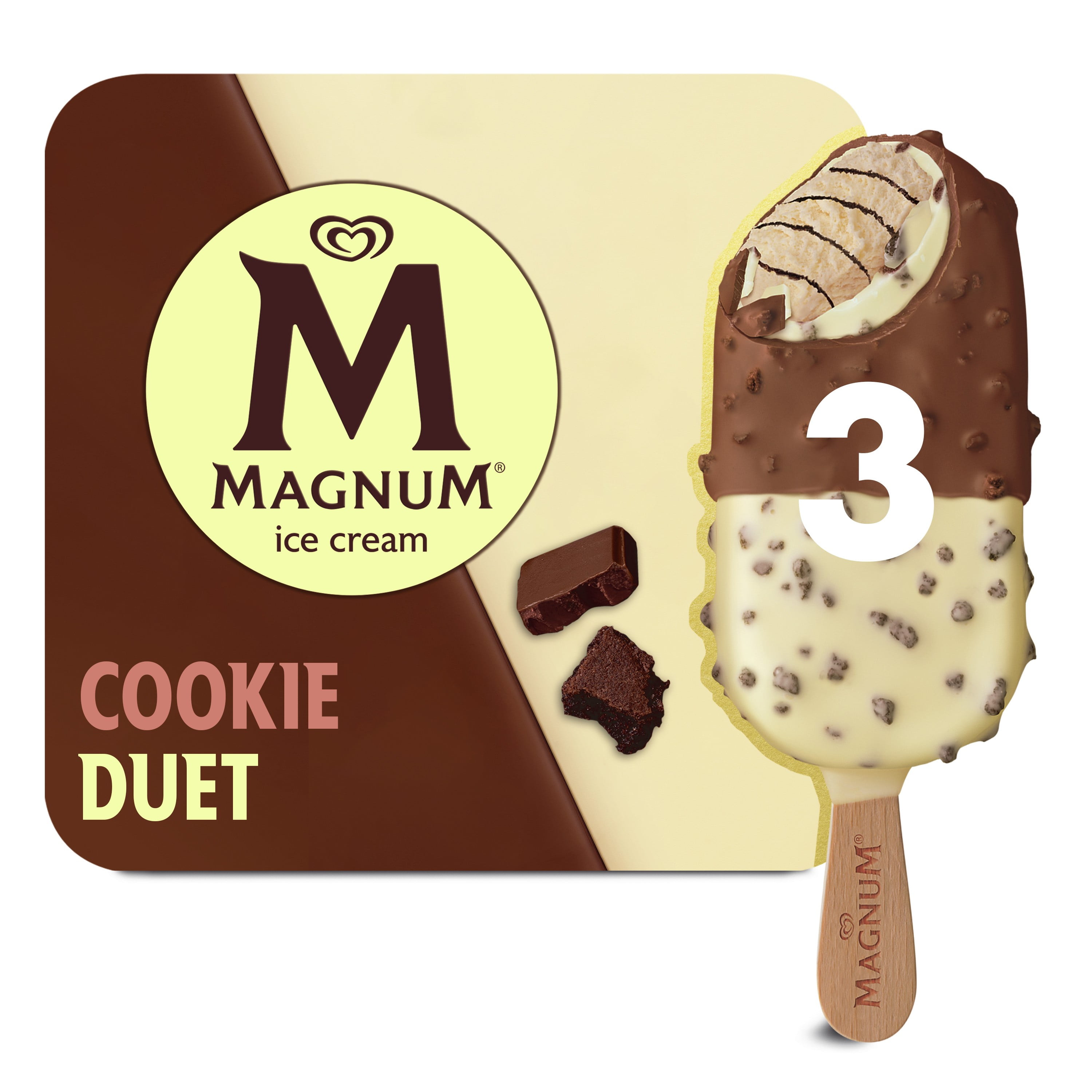 Magnum Creamy Cookie Duet Vanilla Ice Cream Bars Kosher Milk, 3 Count