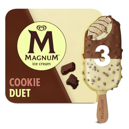 Magnum Creamy Cookie Duet Vanilla Ice Cream Bars Kosher Milk, 3 Count