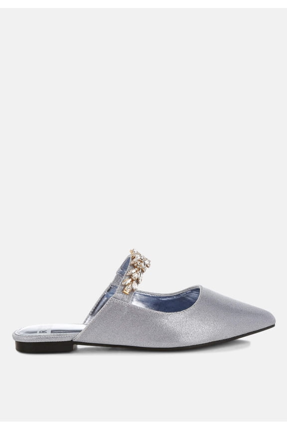 Magnum Diamante Strap Glitter Mules