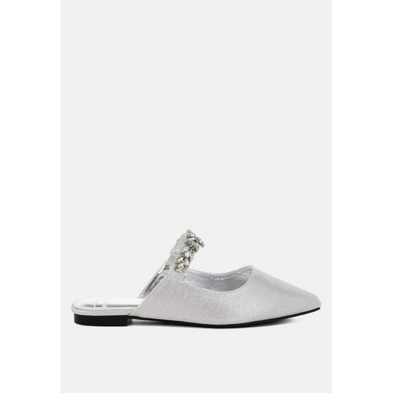 Magnum Diamante Strap Glitter Mules