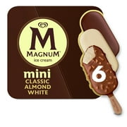 Magnum Mini Creamy Ice Cream Bars Classic Almond White Kosher Milk, 6 Count