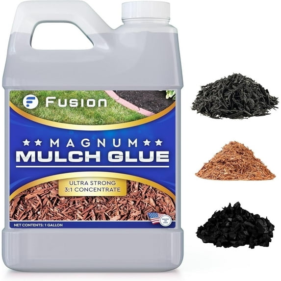 Fusion Magnum Mulch Glue (1 Gallon) - Mulch Glue for Landscaping and Pea Gravel Stabilizer, Fast-Dry, Non-Toxic, Strong Landscape Mulch and Rock Glue by Fusion Chemical