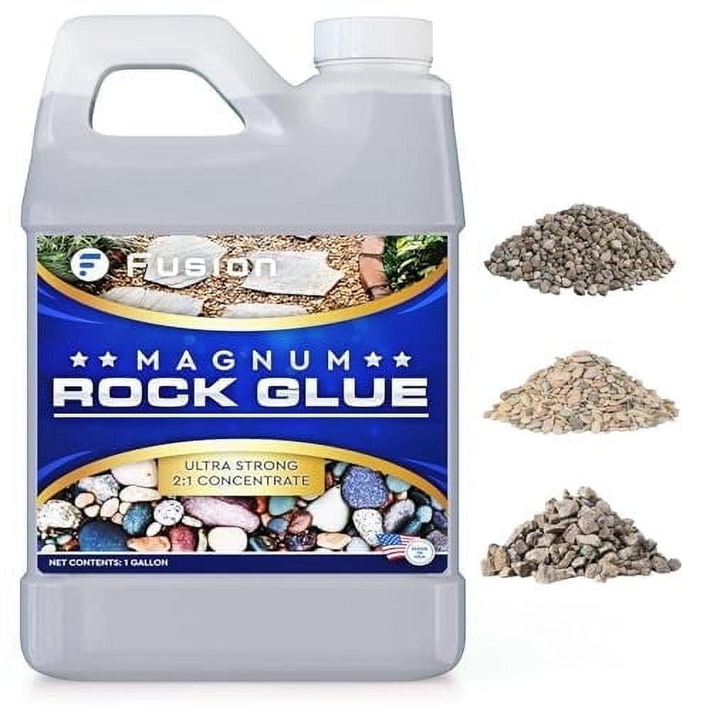 Fusion Magnum Rock Glue for Landscaping - 128oz, Adhesive for Pea Gravel, Small Pebbles, Gravel, and Mulch