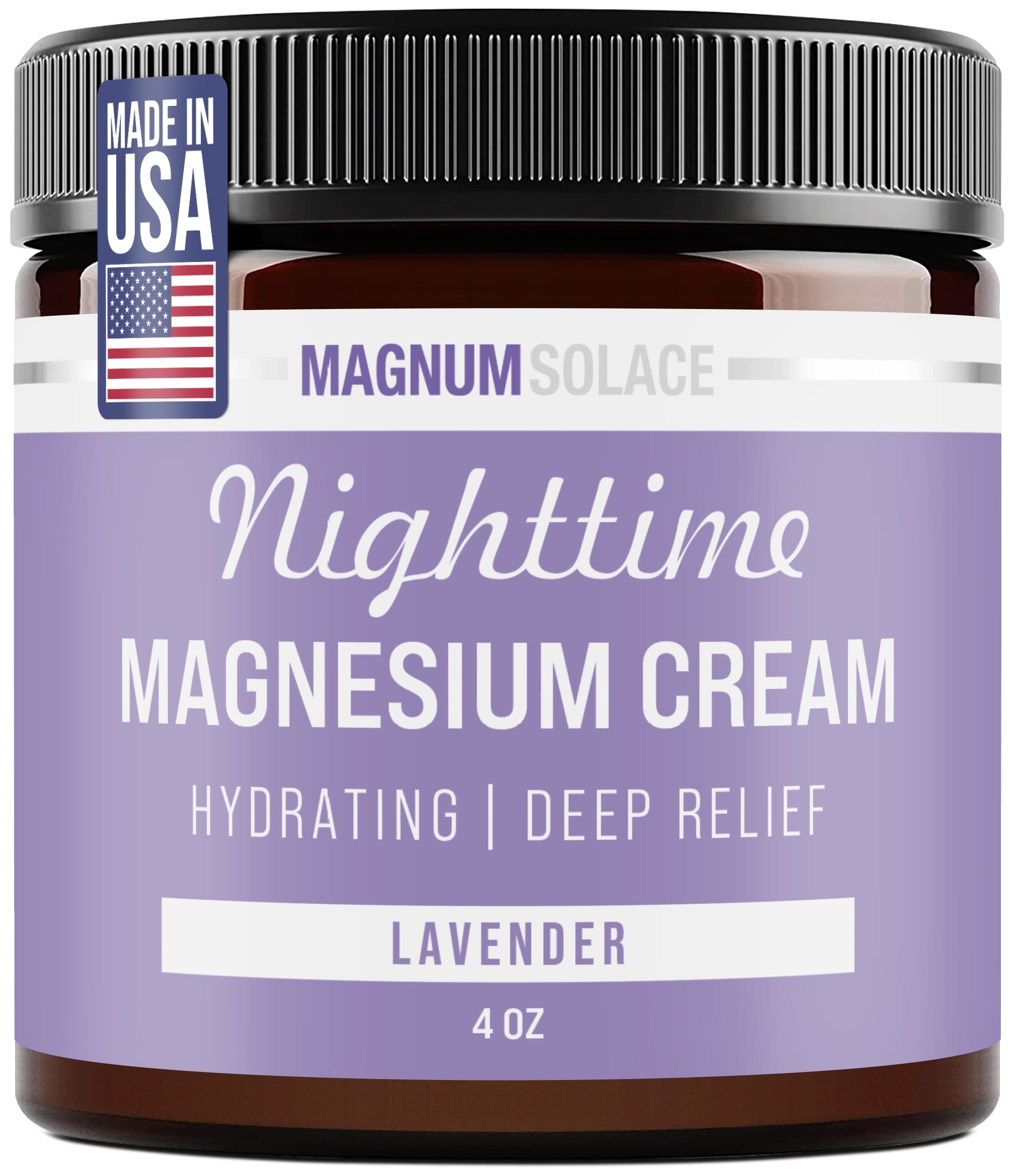 Magnum Solace Nighttime Magnesium Cream, Soothing Relief & Relaxation, Lavender, 5 oz