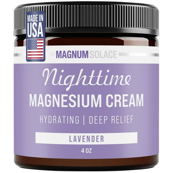 Magnum Solace Nighttime Magnesium Cream, Soothing Relief & Relaxation, Lavender, 5 oz