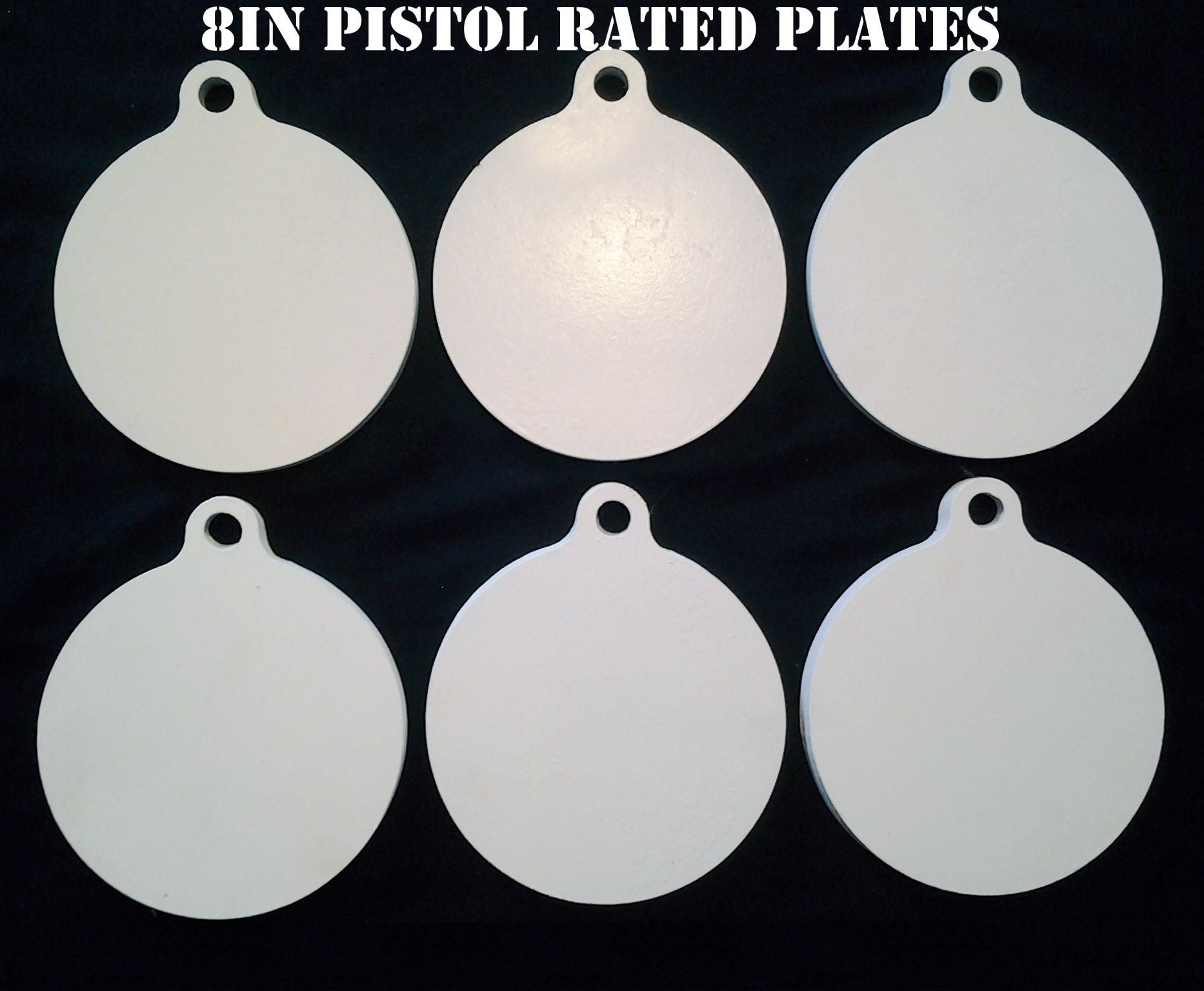 Magnum Target 8 in Round NRA PISTOL ONLY Target - 3/8in. Mild Steel Target - 6pc. Metal Plate Set - H86WE