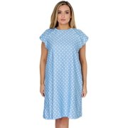 Magnus Care Hospital Gown for Women Easy Snap Back Labor and Delivery Gown, L-XL Blue
