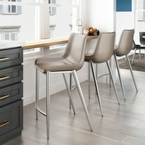 Magnus Counter Stool Brown & Silver Counter Stool, Modern Style, Plush and durable faux leather fabric, Plywood, Indoor Bar