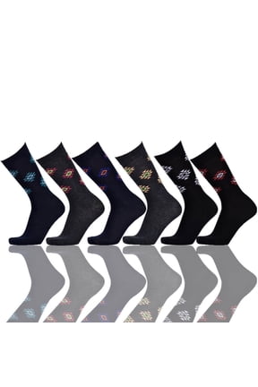 Magnus Diamond Men's Crew Patterned Colorful Design Dress Socks (Size 10-13) 6 Assorted Pairs