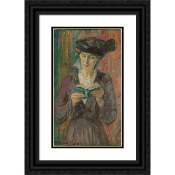 Magnus Enckell 10x14 Black Ornate Wood Framed Double Matted Museum Art Print Titled: Mrs. Anni Lagerborg (1914)