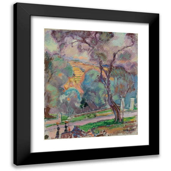 Magnus Enckell 12x14 Black Modern Framed Museum Art Print Titled - Park View from San Remo (1913)