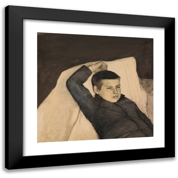 Magnus Enckell 13x12 Black Modern Framed Museum Art Print Titled - Reclining Boy (1892)