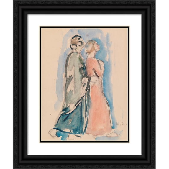 Magnus Enckell 15x18 Black Ornate Wood Framed Double Matted Museum Art Print Titled - Sketch for the Stained Glass Window Christus Resurrexit in Pori Church (1920 - 1925)