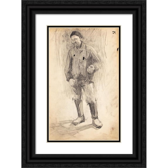 Magnus Enckell 16x24 Black Ornate Framed Double Matted Museum Art Print Titled: A Rural Man, Sketch (1889 - 1891)