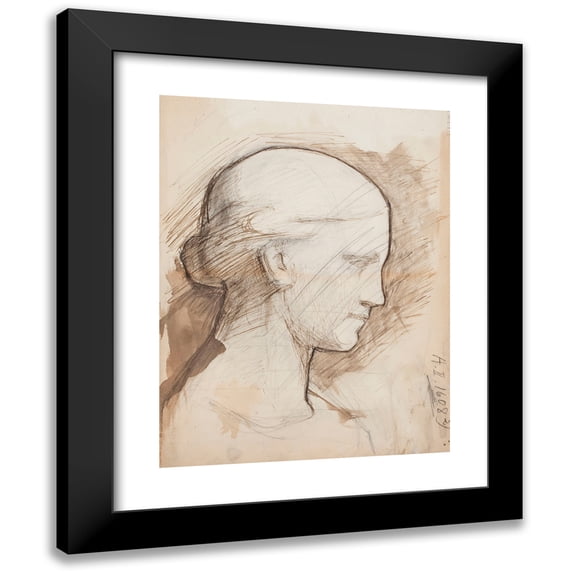 Magnus Enckell 19x24 Black Modern Framed Museum Art Print Titled - A Woman's Head, Sketch (1891)