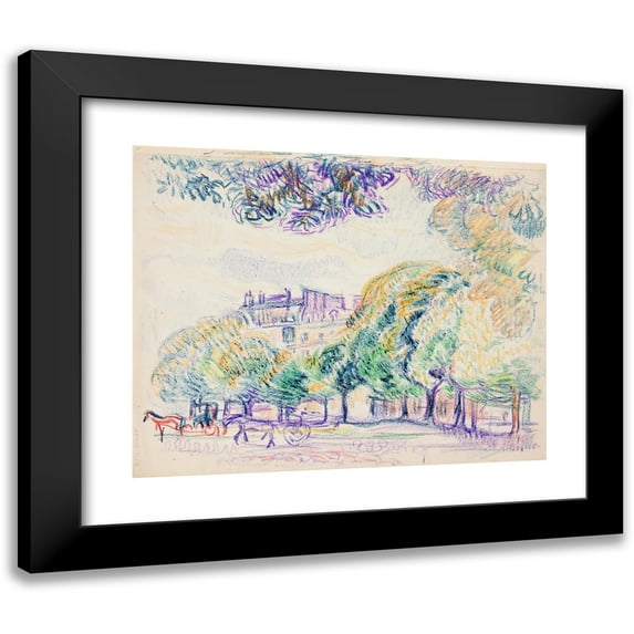 Magnus Enckell 24x20 Black Modern Framed Museum Art Print Titled - Cityscape, Park, Drivers (1910 - 1911)