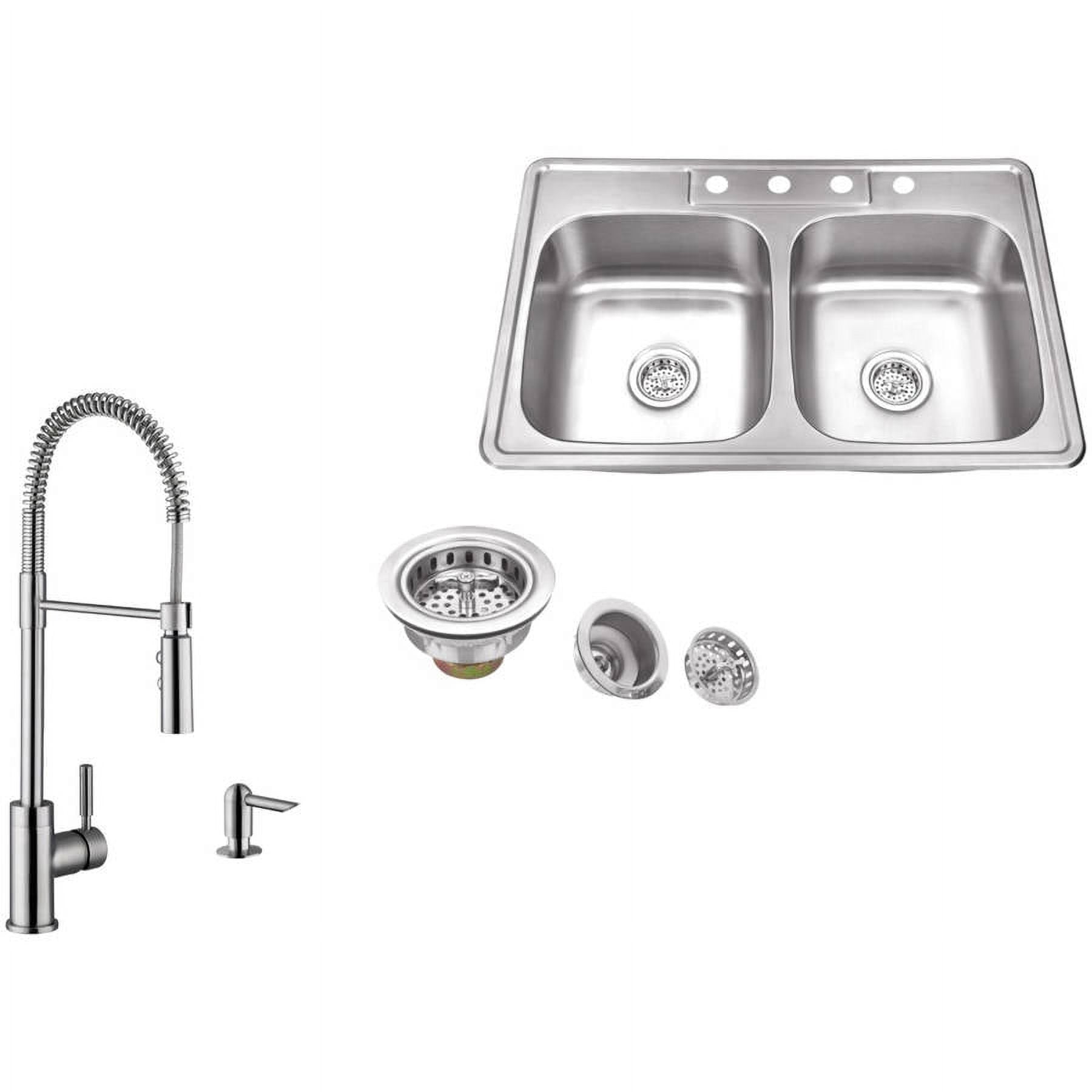 Stainless Steel Kitchen Sink Vessel Set With Faucet Double Sinks Kitchen  Sink