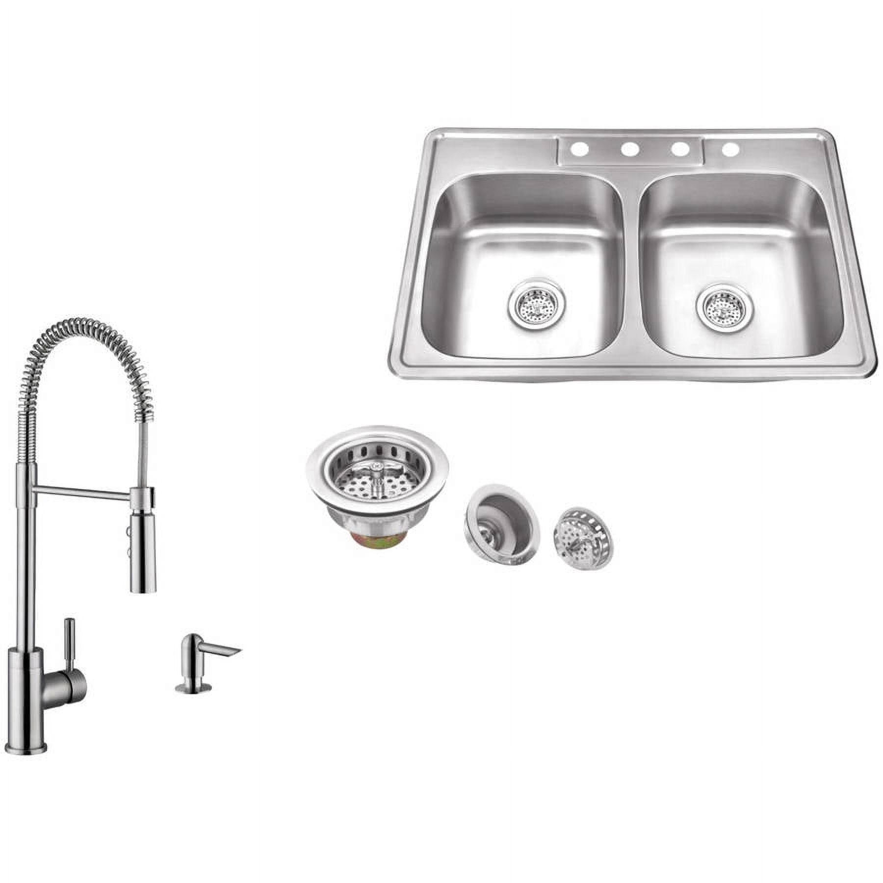 Magnus Sinks 33-in x 22-in 20 Gauge Stainless Steel Double Bowl Kitchen Sink Magnus Sinks 33-in x 22-in 20 Gauge Stainless Steel Double Bowl Kitchen Sink