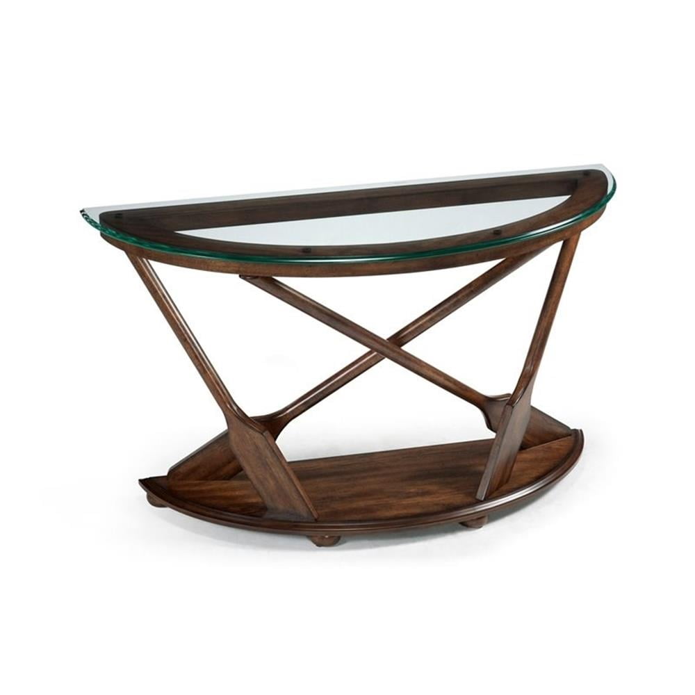 Beaufort Demilune Dark Oak and Glass Sofa Table